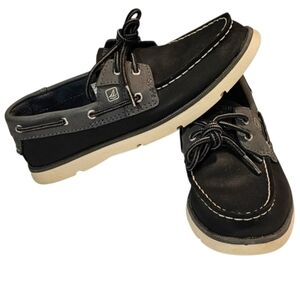 Sperry Top-Sider Leeward Boat Shoes Deck Shoes Navy Gray Big Kid's Size 3 VGUC